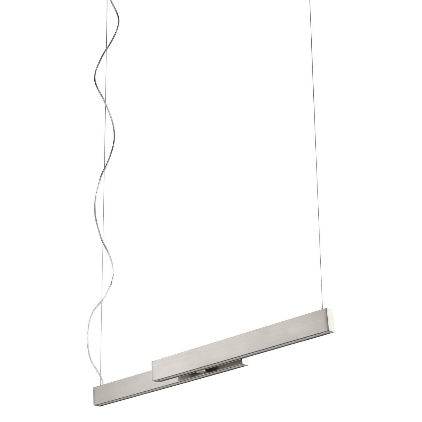 Klone LED Linear Pendant Light in Satin Nickel.