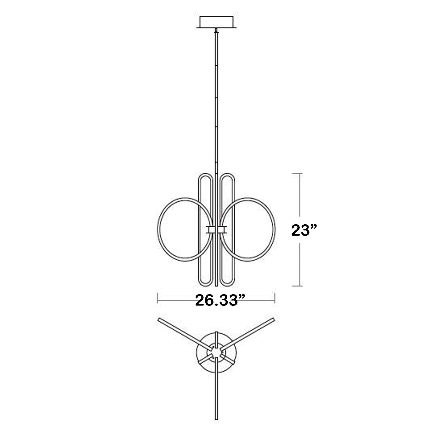Lupe LED Pendant Light - line drawing.