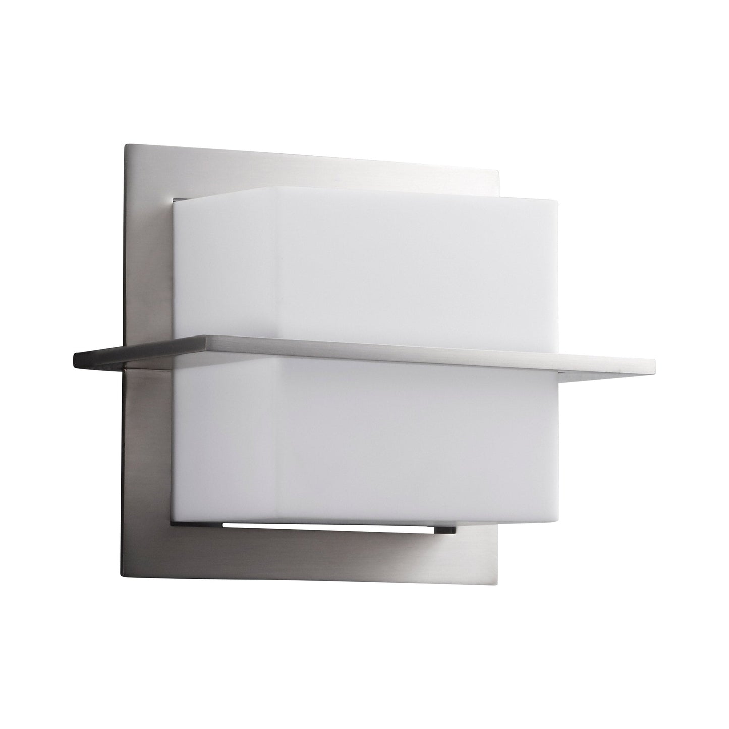 Metrix LED Bath Wall Light in Satin Nickel.