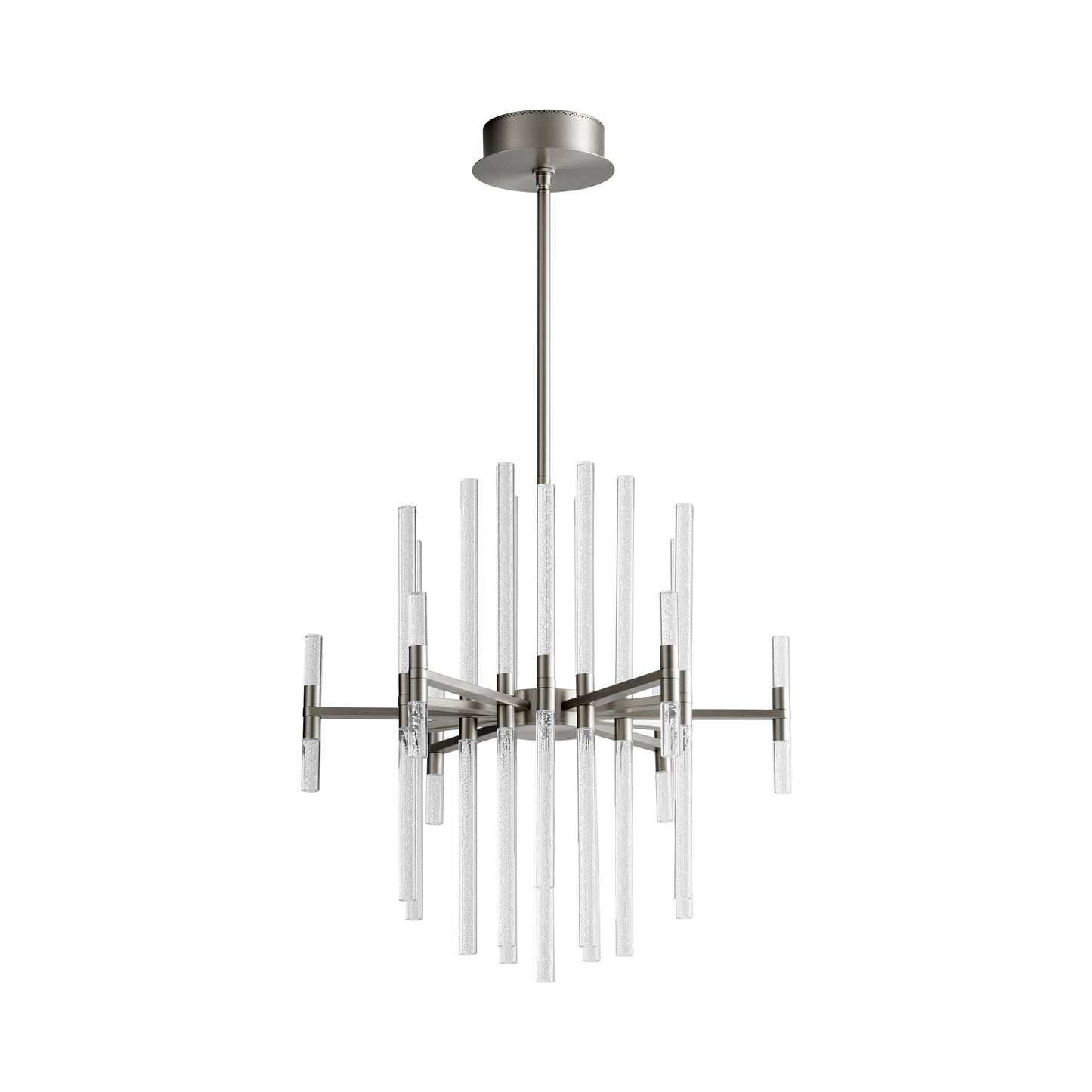 Miro LED Chandelier in Satin Nickel.