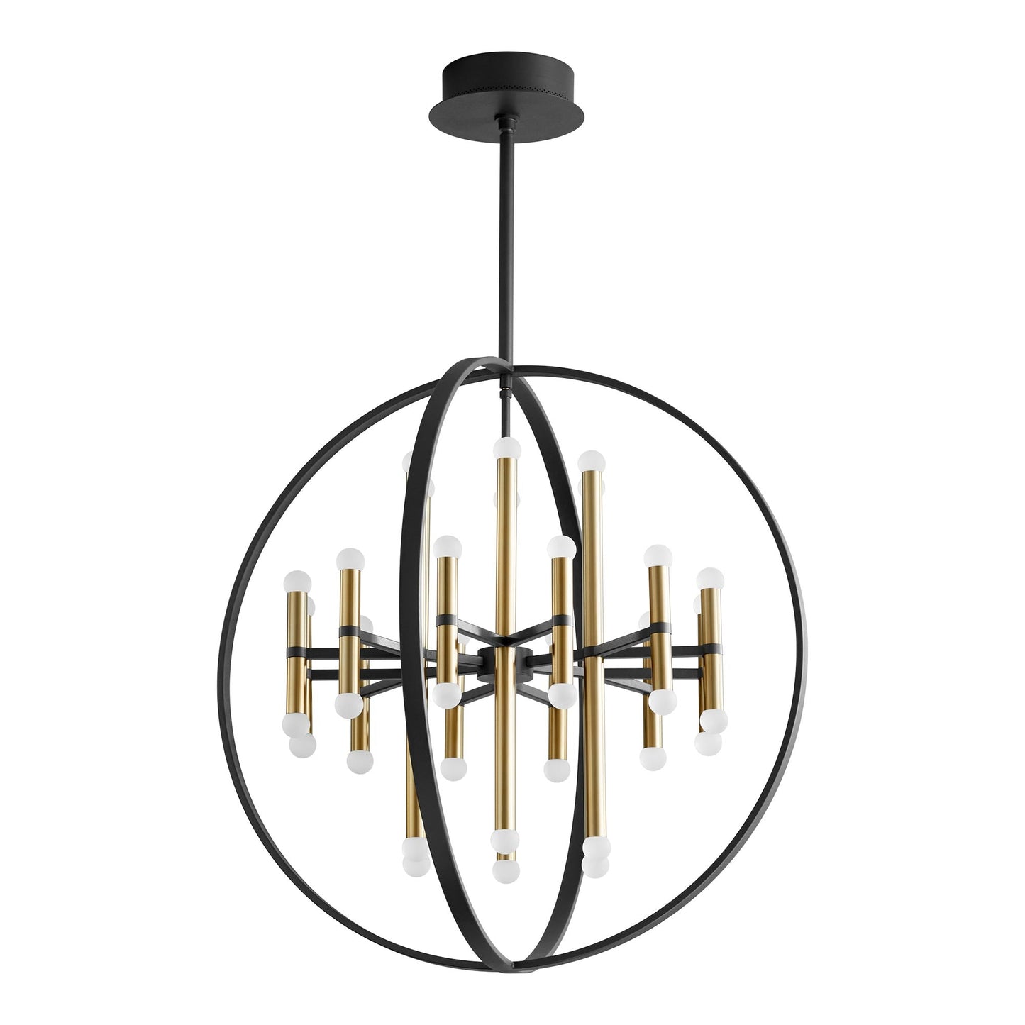 Nero LED Chandelier in Black/Aged Brass (36-Light).
