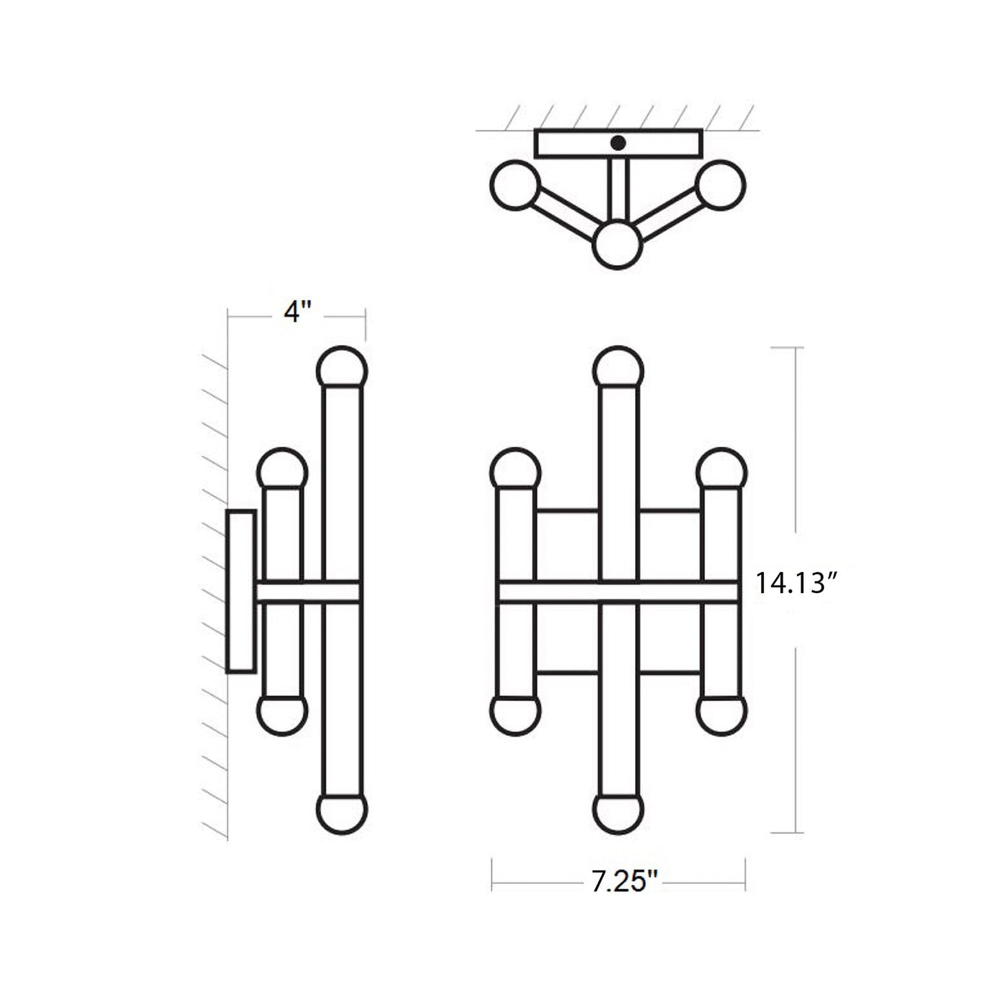 Nero LED Wall Light - line drawing.