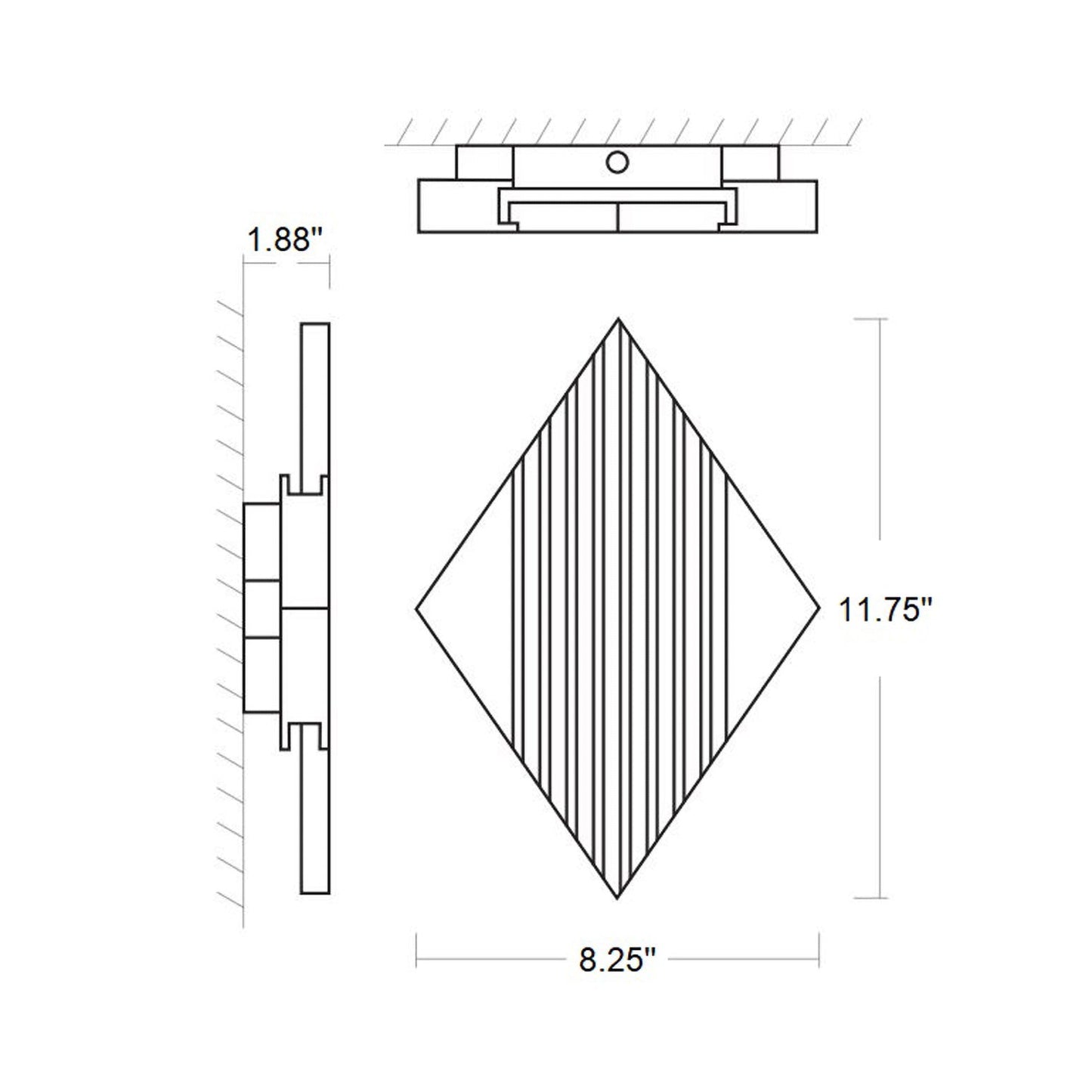 Nova Outdoor LED Wall Light - line drawing.