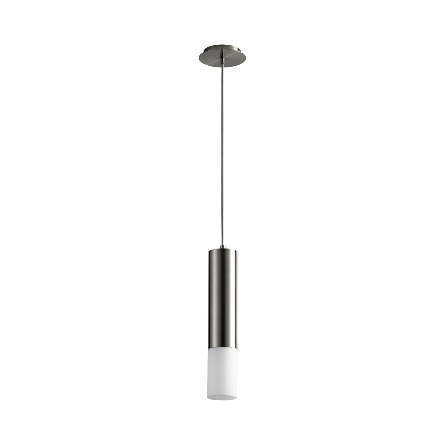 Opus LED Pendant Light in Satin Nickel/Satin Opal.