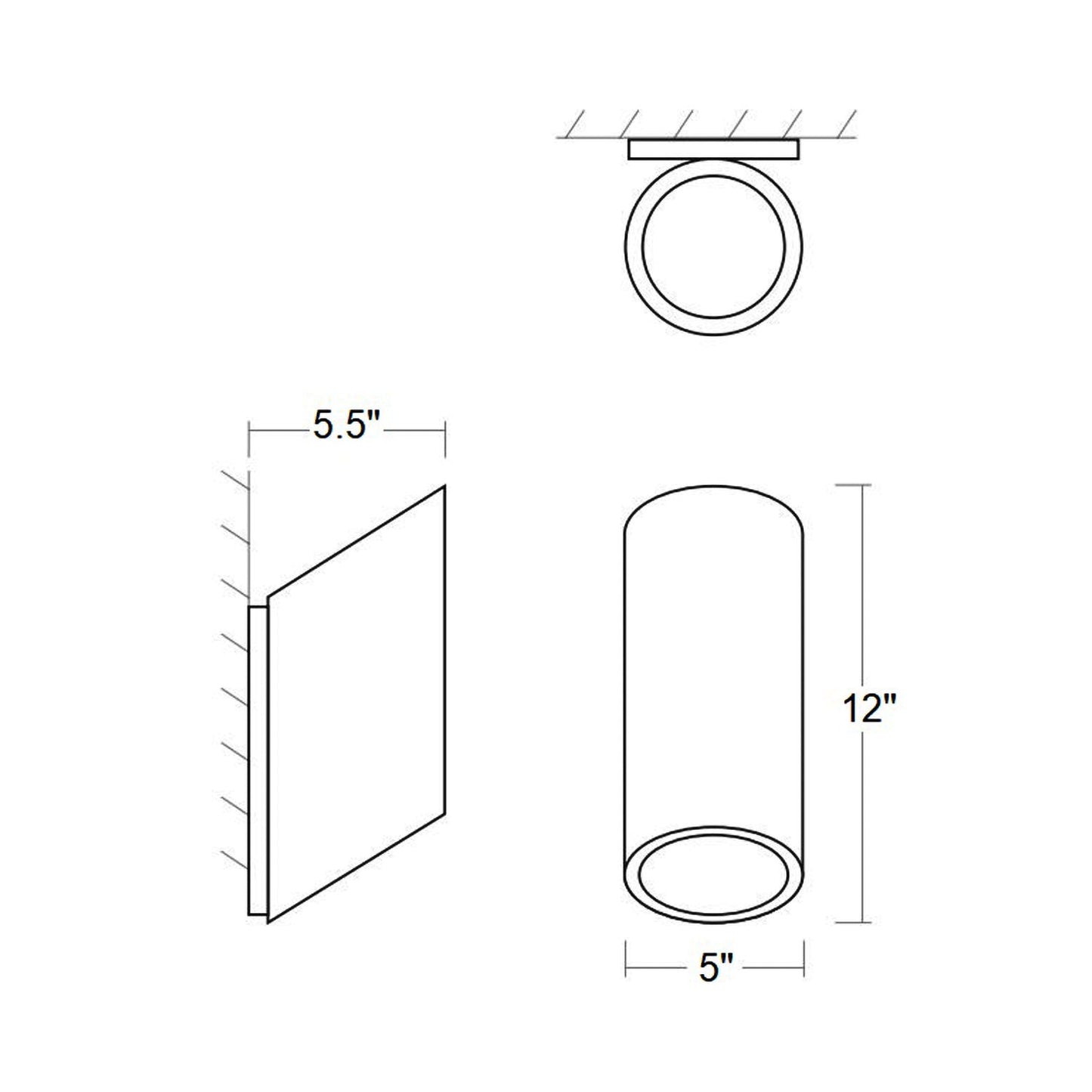 Realm Outdoor LED Wall Light - line drawing.
