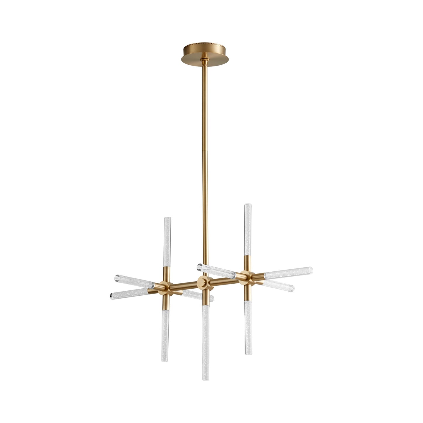Tali LED Chandelier in Aged Brass.