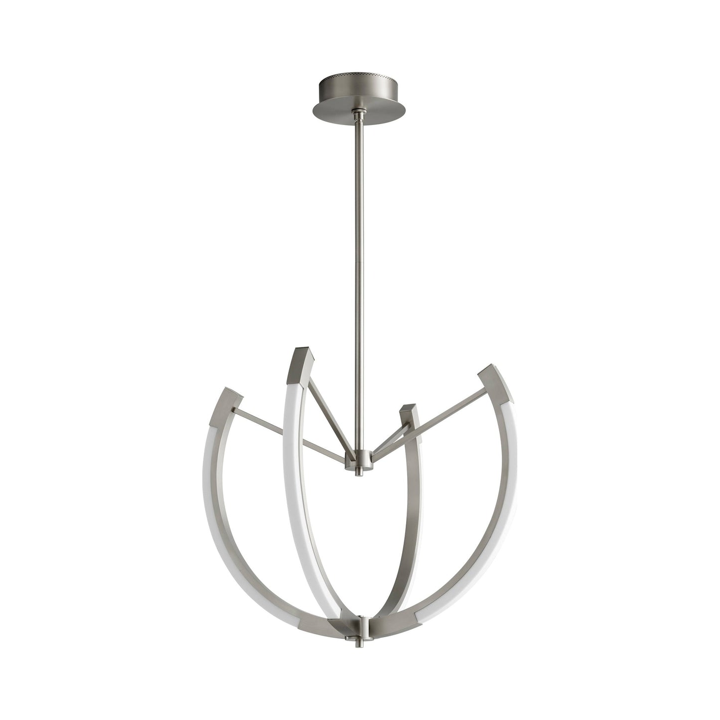 Utopia LED Chandelier in Satin Nickel (28-Inch).