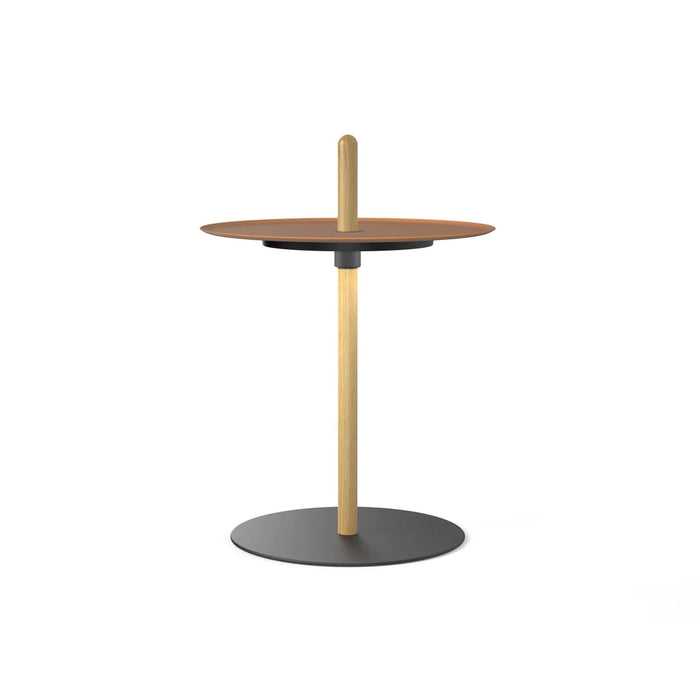 Nivel Pedestal LED Table Lamp in Oak/Terracotta (Small).