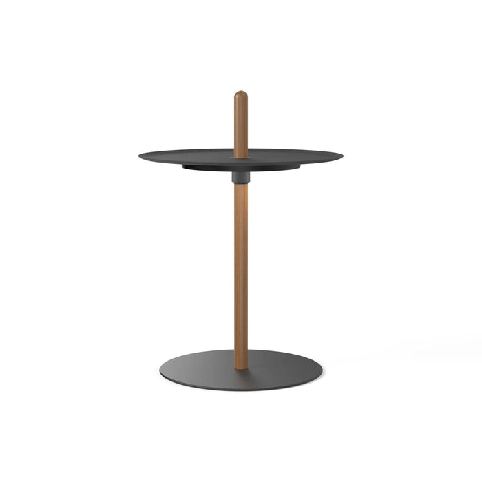 Nivel Pedestal LED Table Lamp in Walnut/Black (Small).