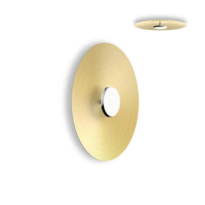 SKY Dome LED Flush Mount Ceiling Light in Polished Aluminum Brushed Brass (Medium).