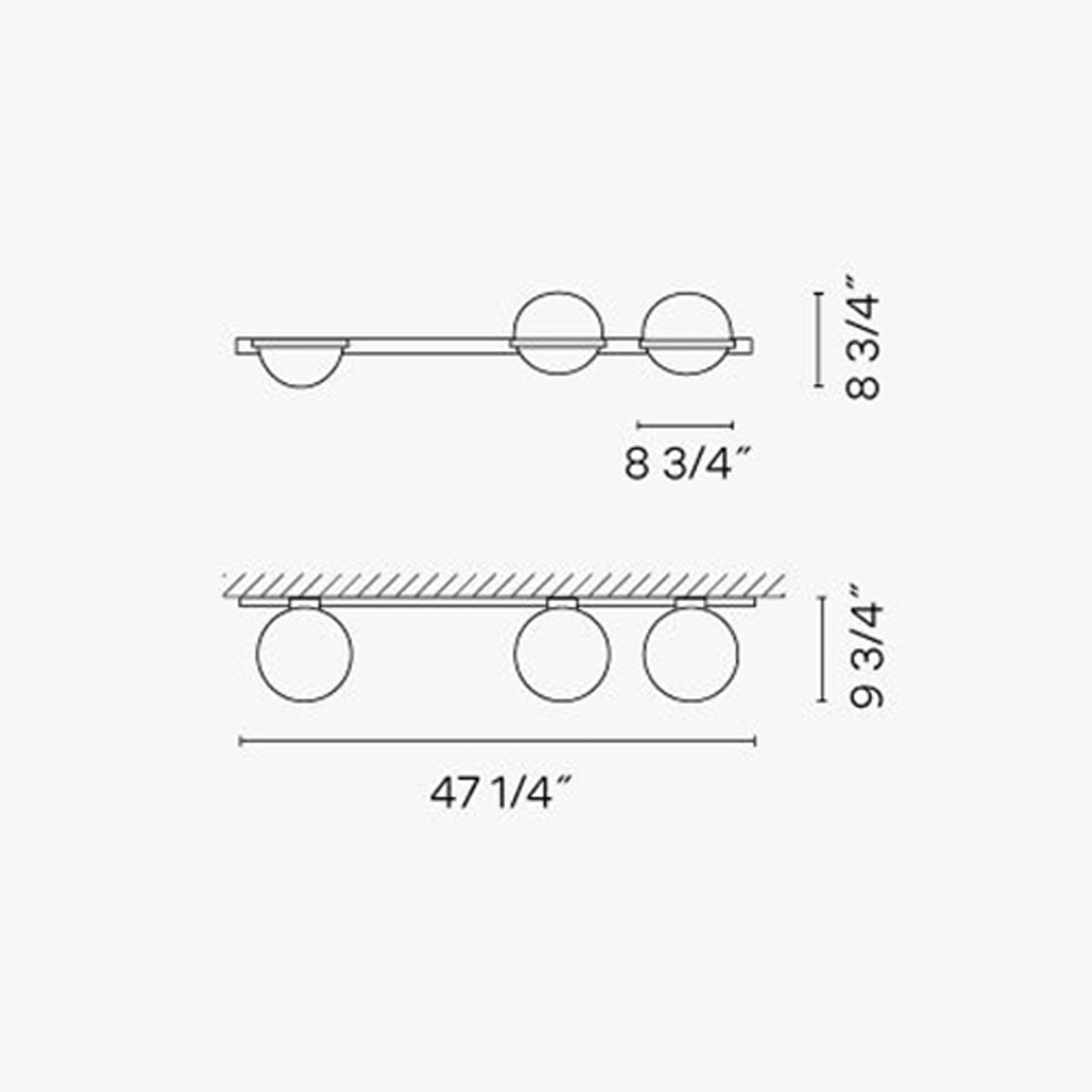Palma Horizontal LED Wall Light with Planter - line drawing.