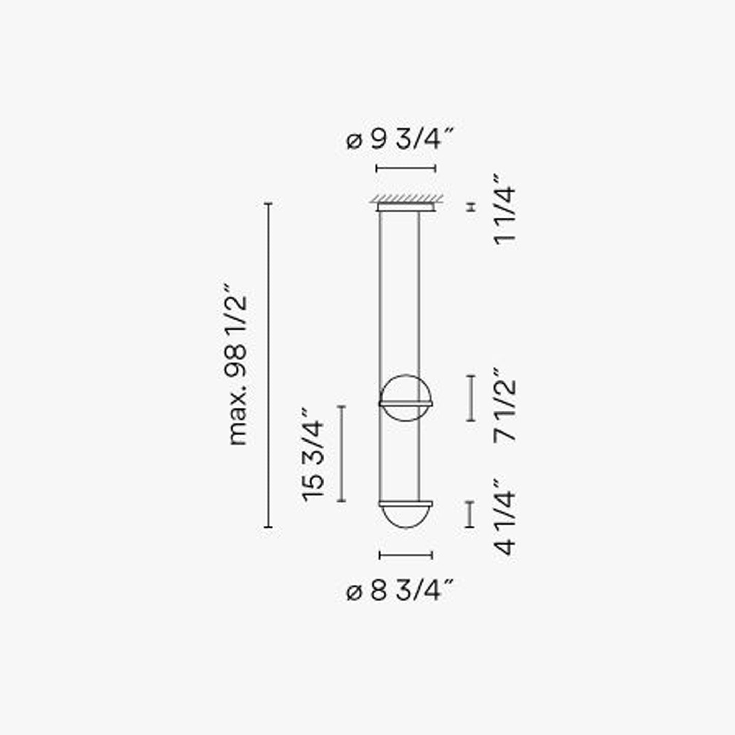 Palma Planter LED Pendant Light - line drawing.