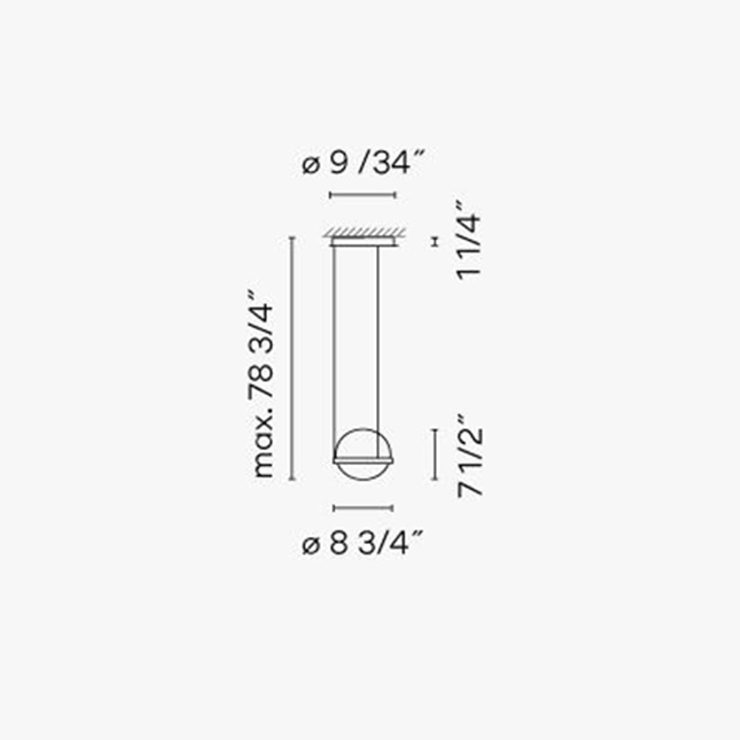 Palma Single LED Pendant Light - line drawing.