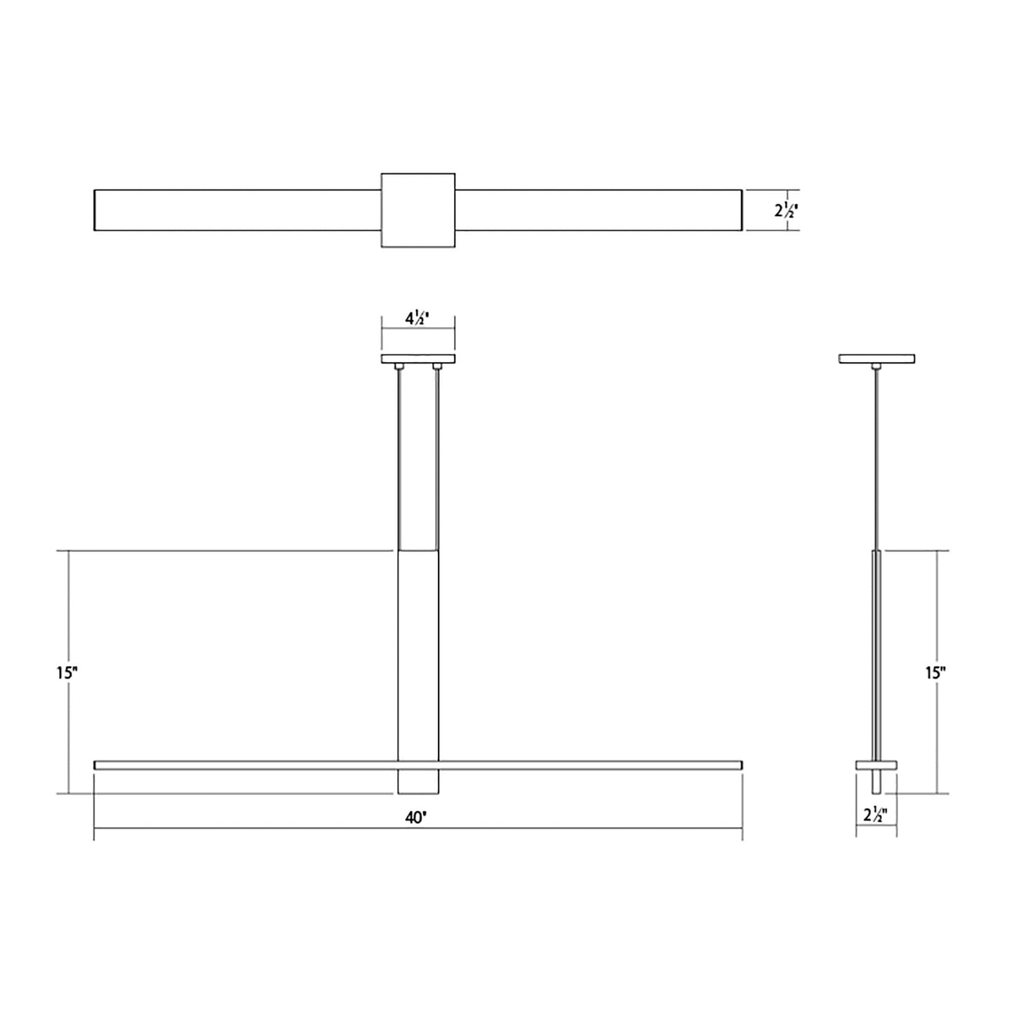 Planes™ Linear LED Pendant Light - line drawing.
