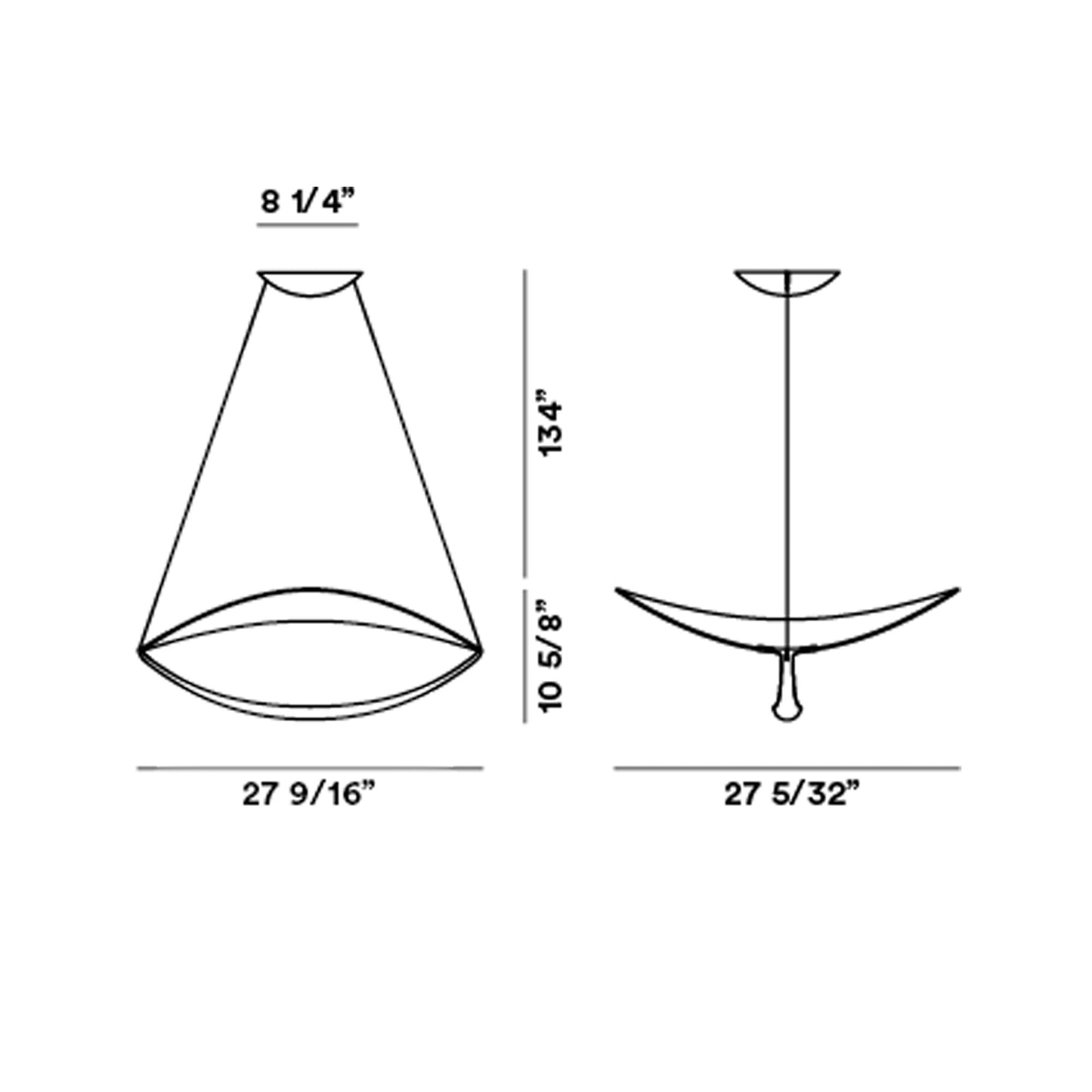 Plena LED Pendant Light - line drawing.