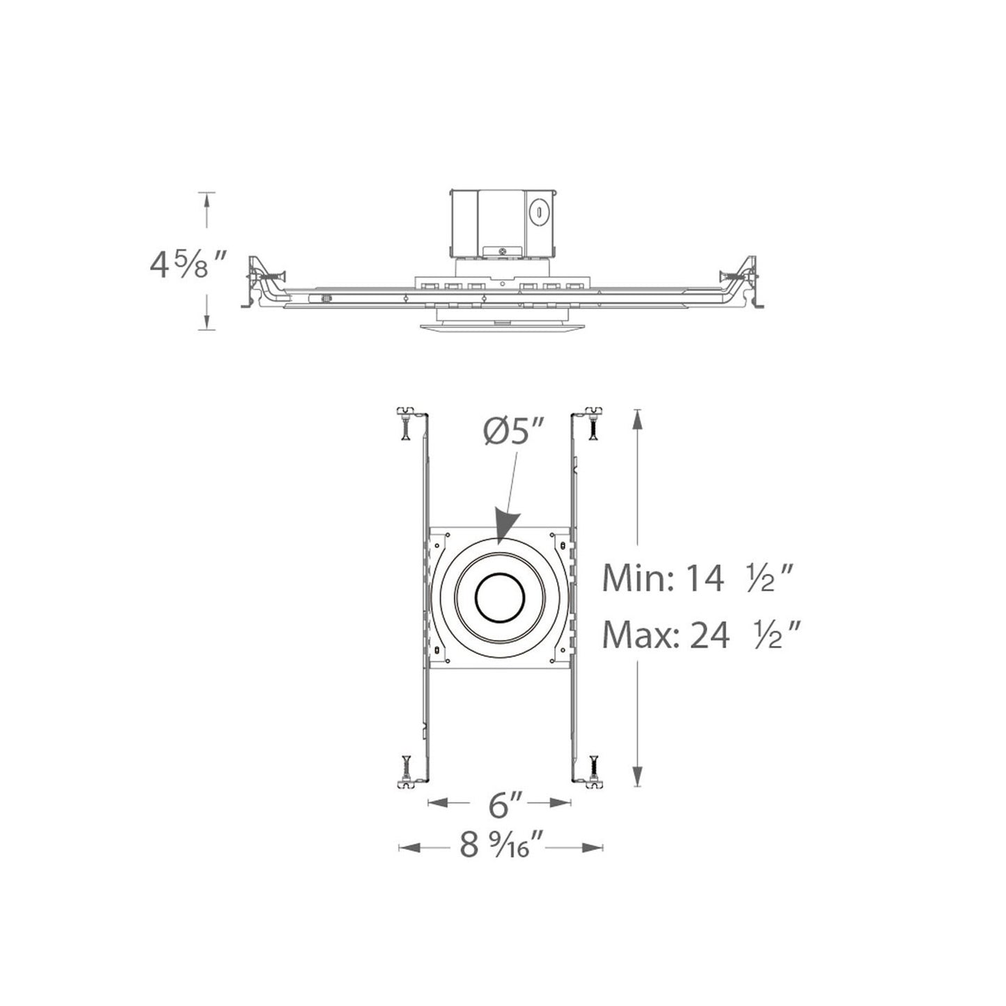 Pop-In LED Downlight Frame-In Kit - line drawing.