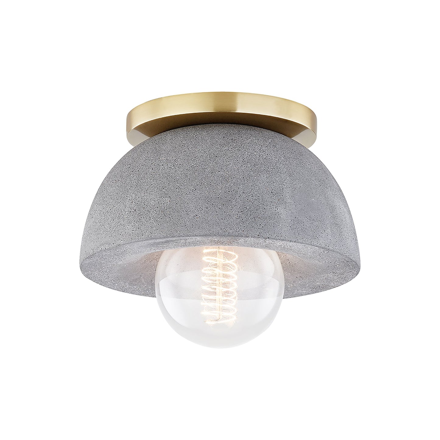 Poppy Flush Mount Ceiling Light in Aged Brass.