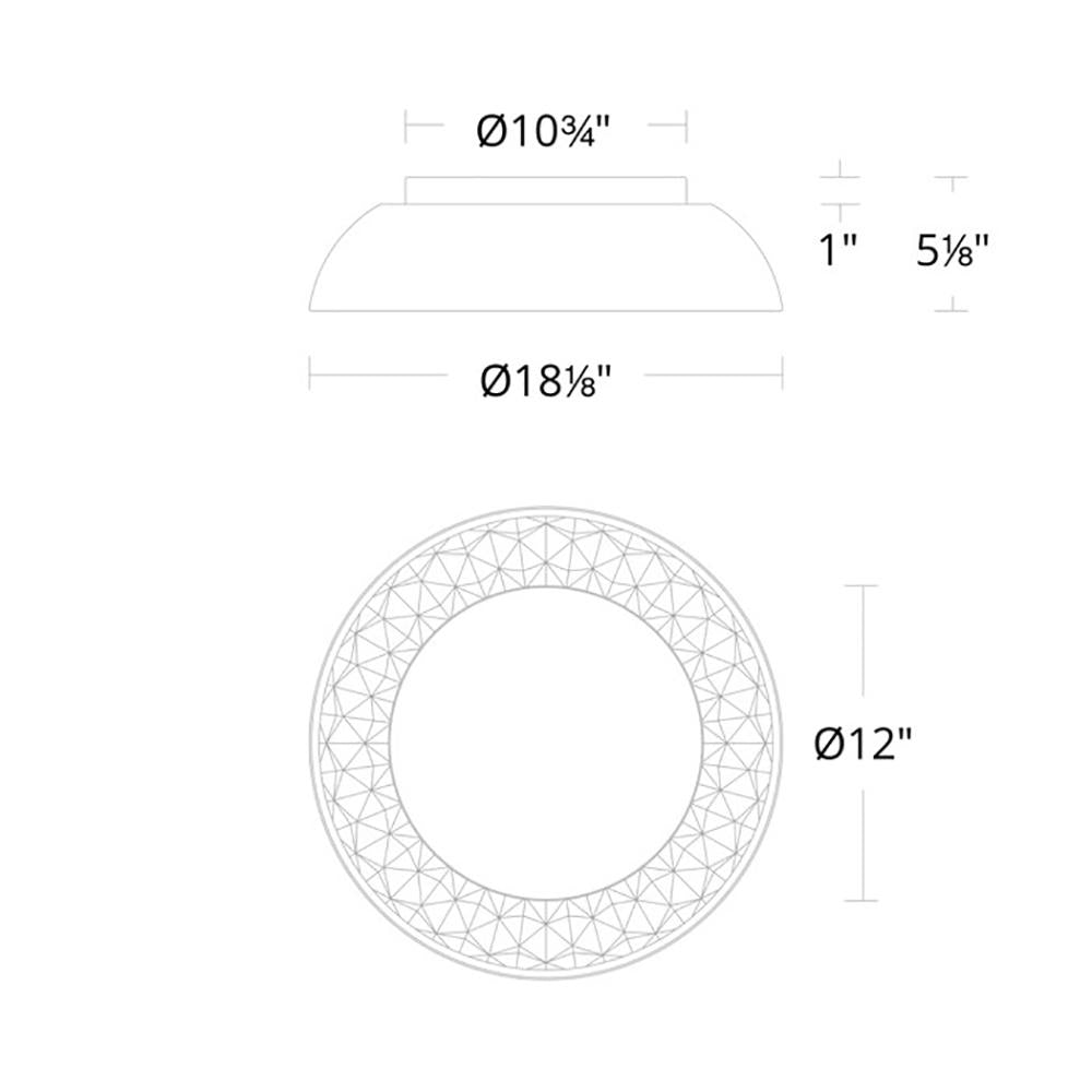 Prisma LED Flush Mount Ceiling Light- line drawing.