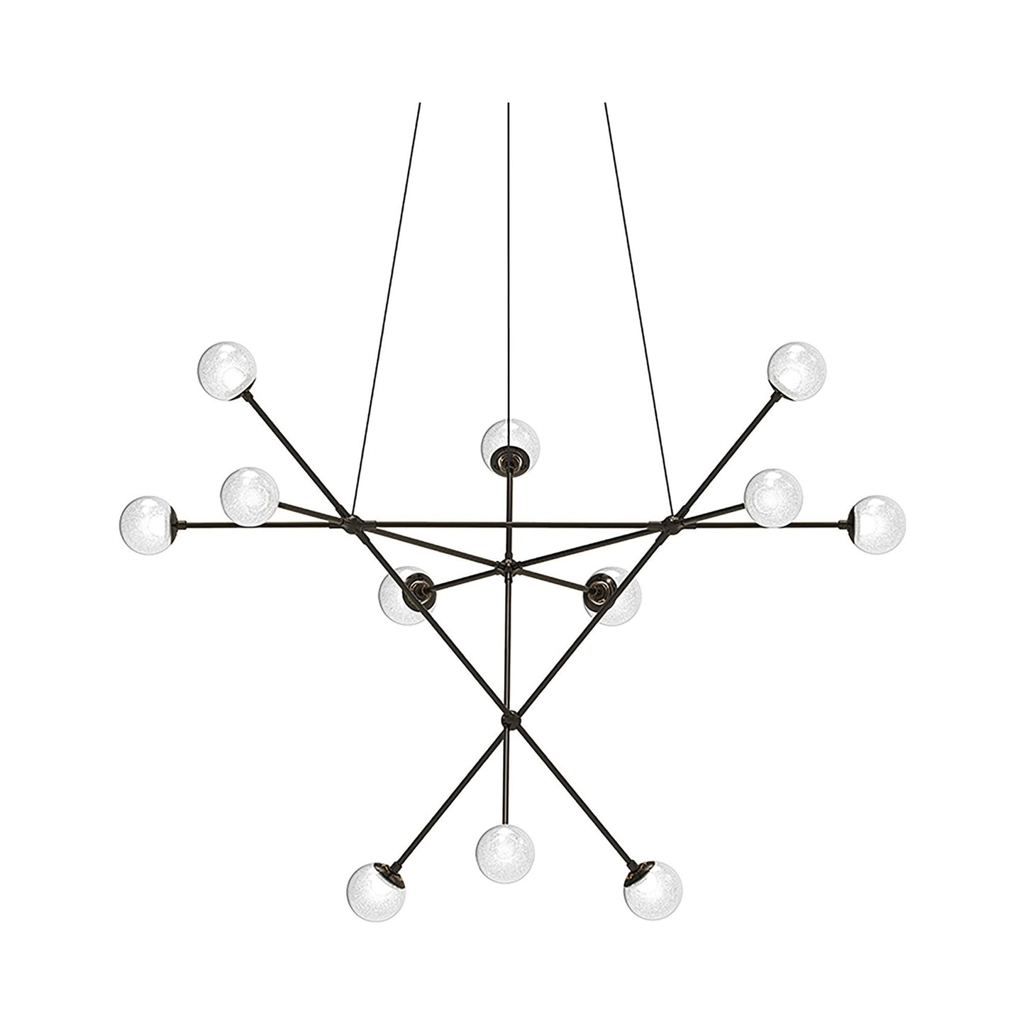 Proton™ Alpha LED Pendant Light in Polished Black Nickel/White Crushed Glass.