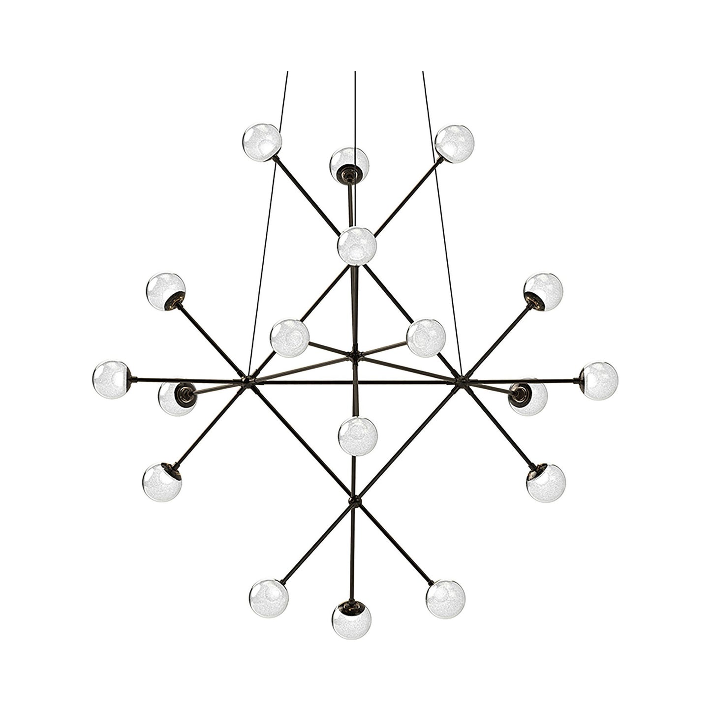 Proton™ Beta LED Pendant Light in Polished Black Nickel/White Crushed Glass.