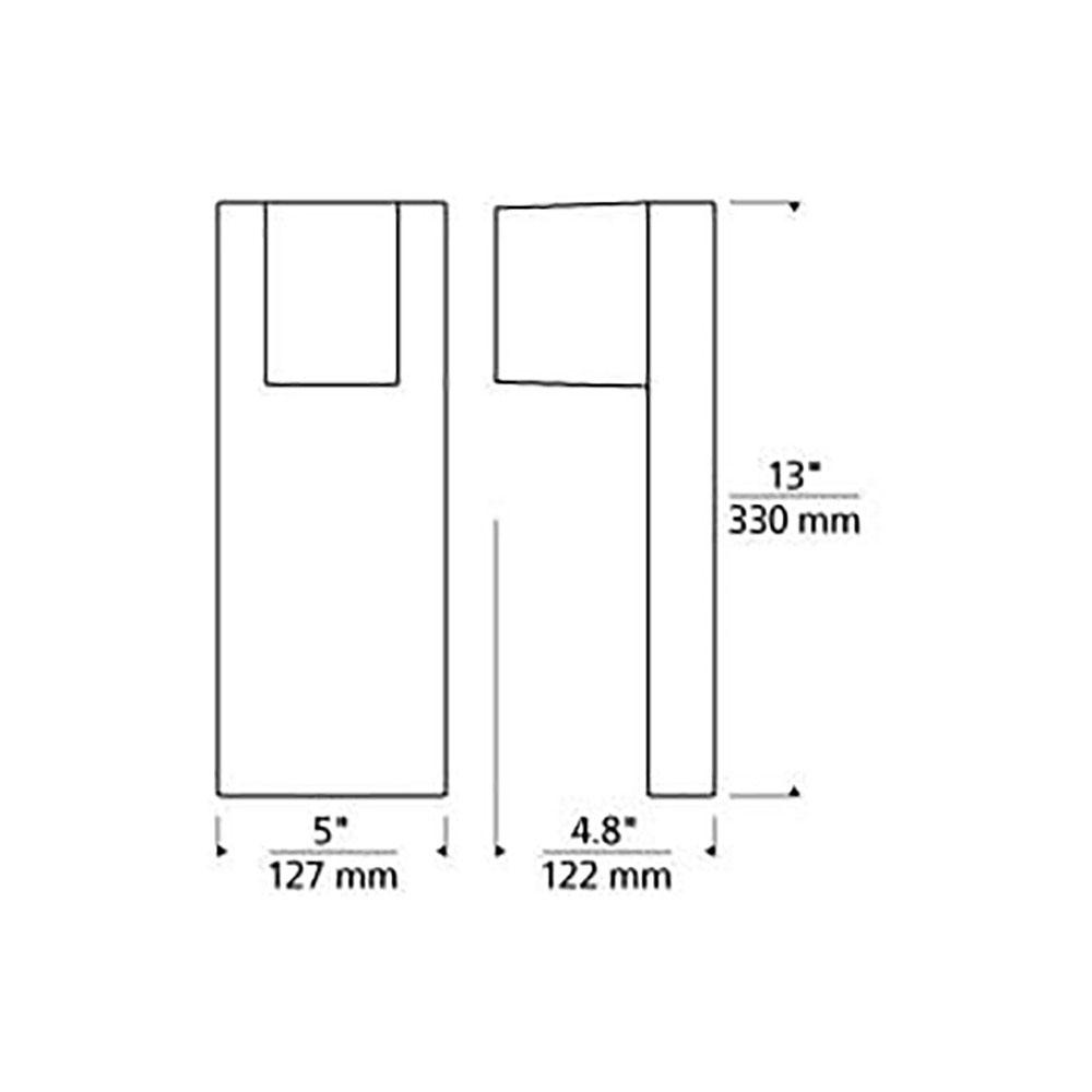 Quadrate Outdoor LED Wall Light - line drawing.
