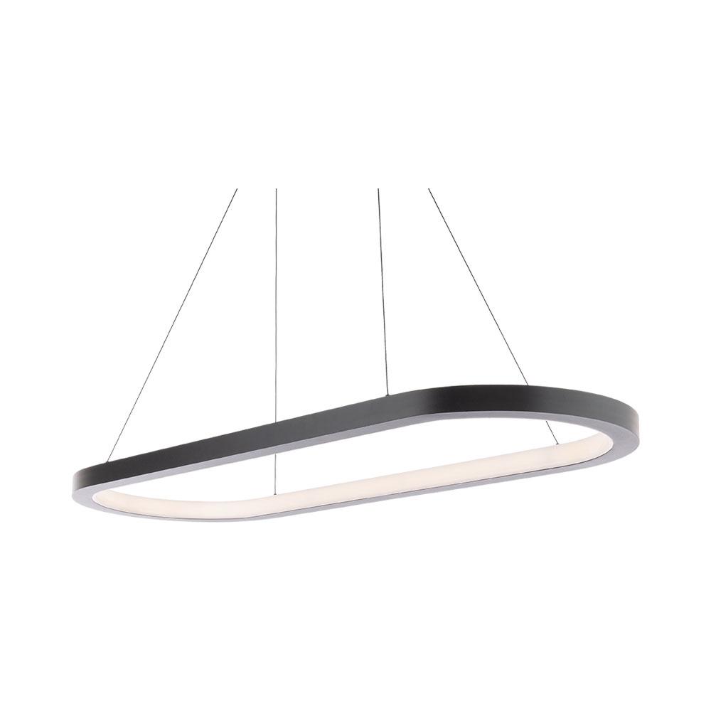 Racetrack LED Pendant Light in 2700K/Black.