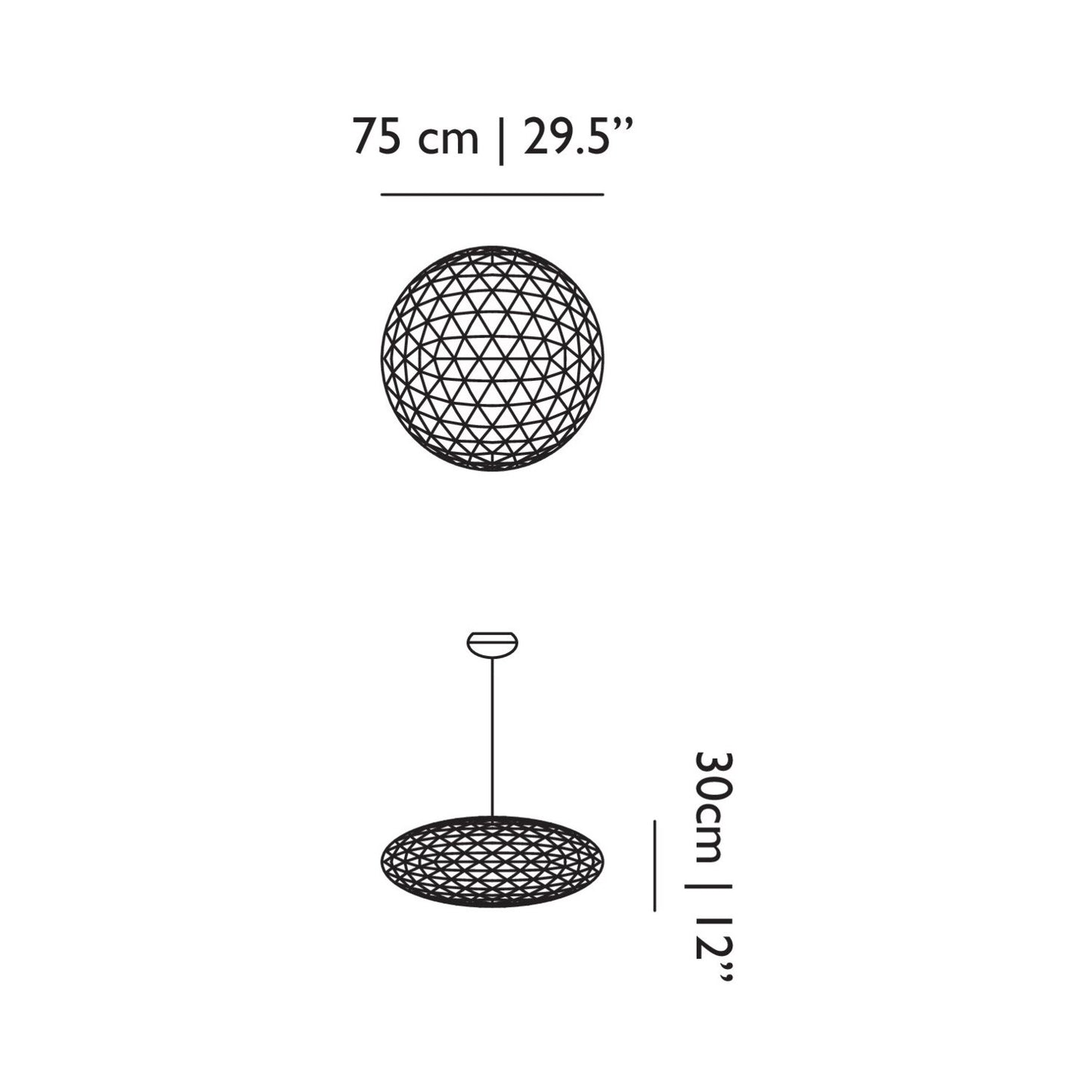 Raimond II Zafu LED Pendant Light - line drawing.