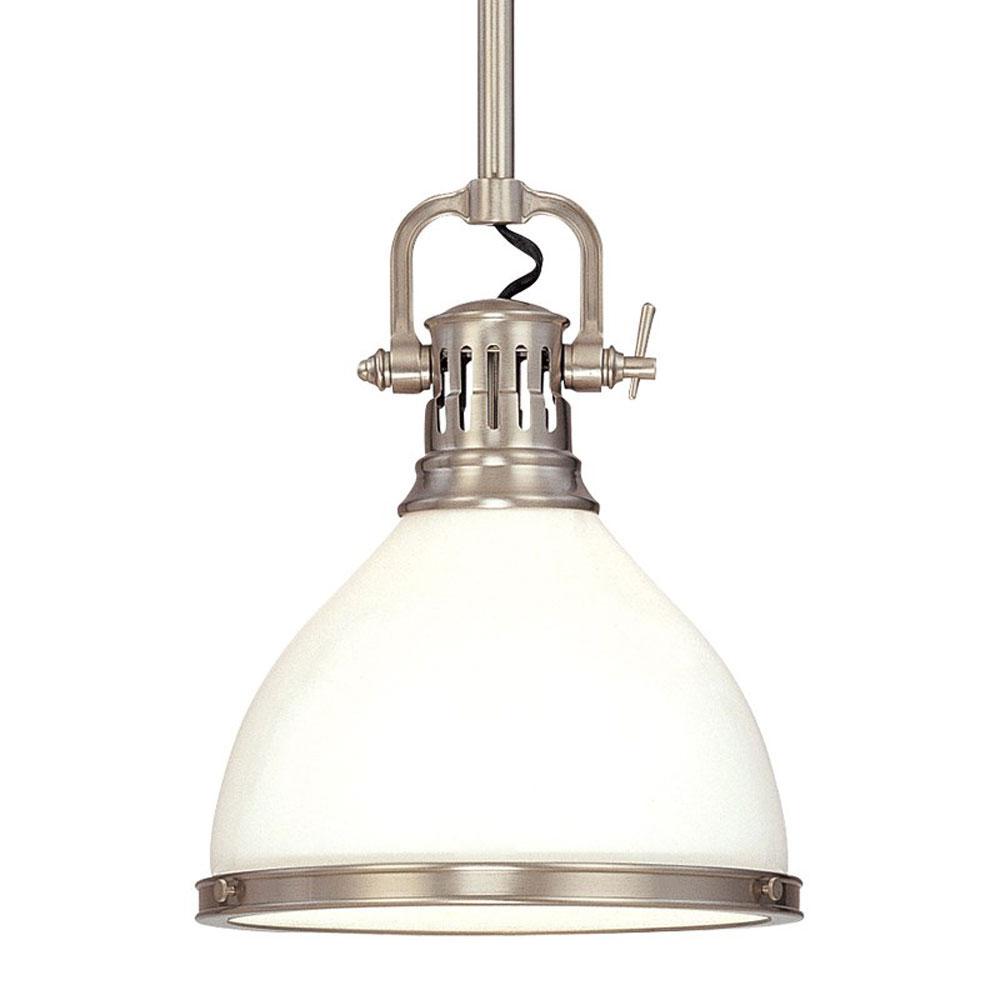 Randolph Pendant Light in Large/Satin Nickel.