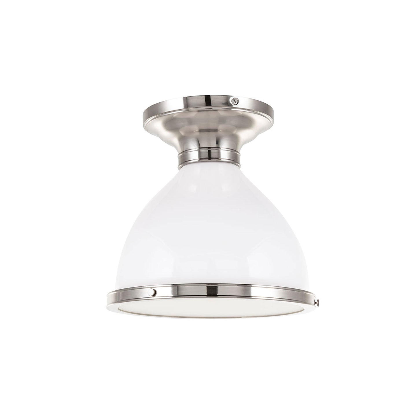 Randolph Semi-Flush Mount Ceiling Light in Satin Nickel.