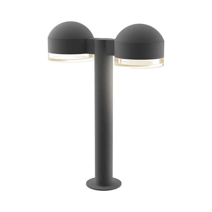 Reals Dome Cap LED Double Bollard in Small/Clear Cylinder Lens/Textured Gray.
