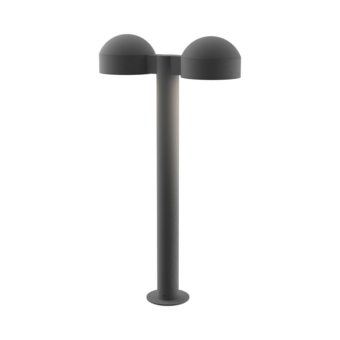 Reals Dome Cap LED Double Bollard in Medium/Plate Lens/Textured Gray.