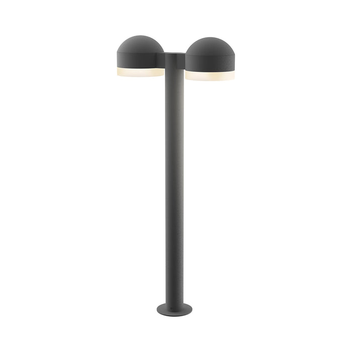Reals Dome Cap LED Double Bollard in Large/White Cylinder Lens/Textured Gray.