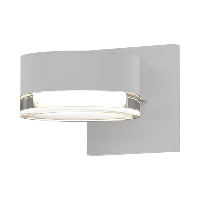 Reals Plate Cap Downlight Outdoor LED Wall Light in Textured White/Clear Cylinder Lens.
