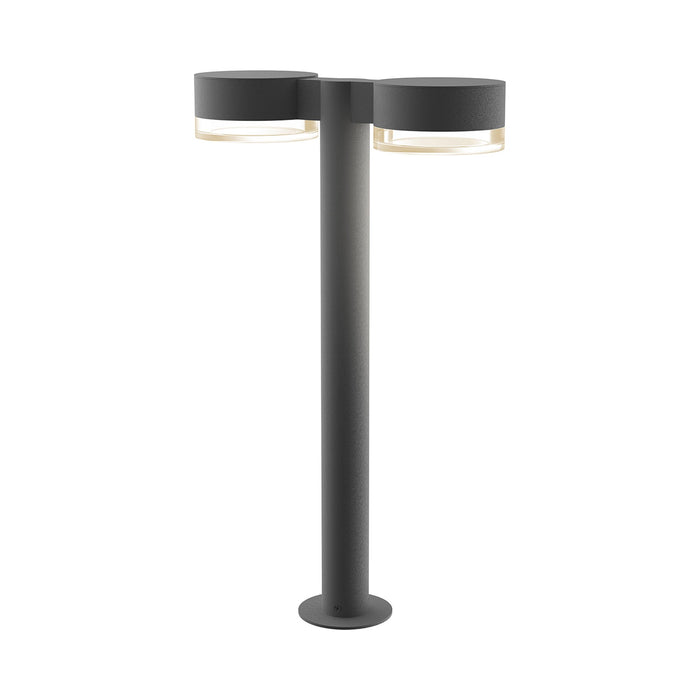 Reals Plate Cap LED Double Bollard in Medium/Clear Cylinder Lens/Textured Gray.