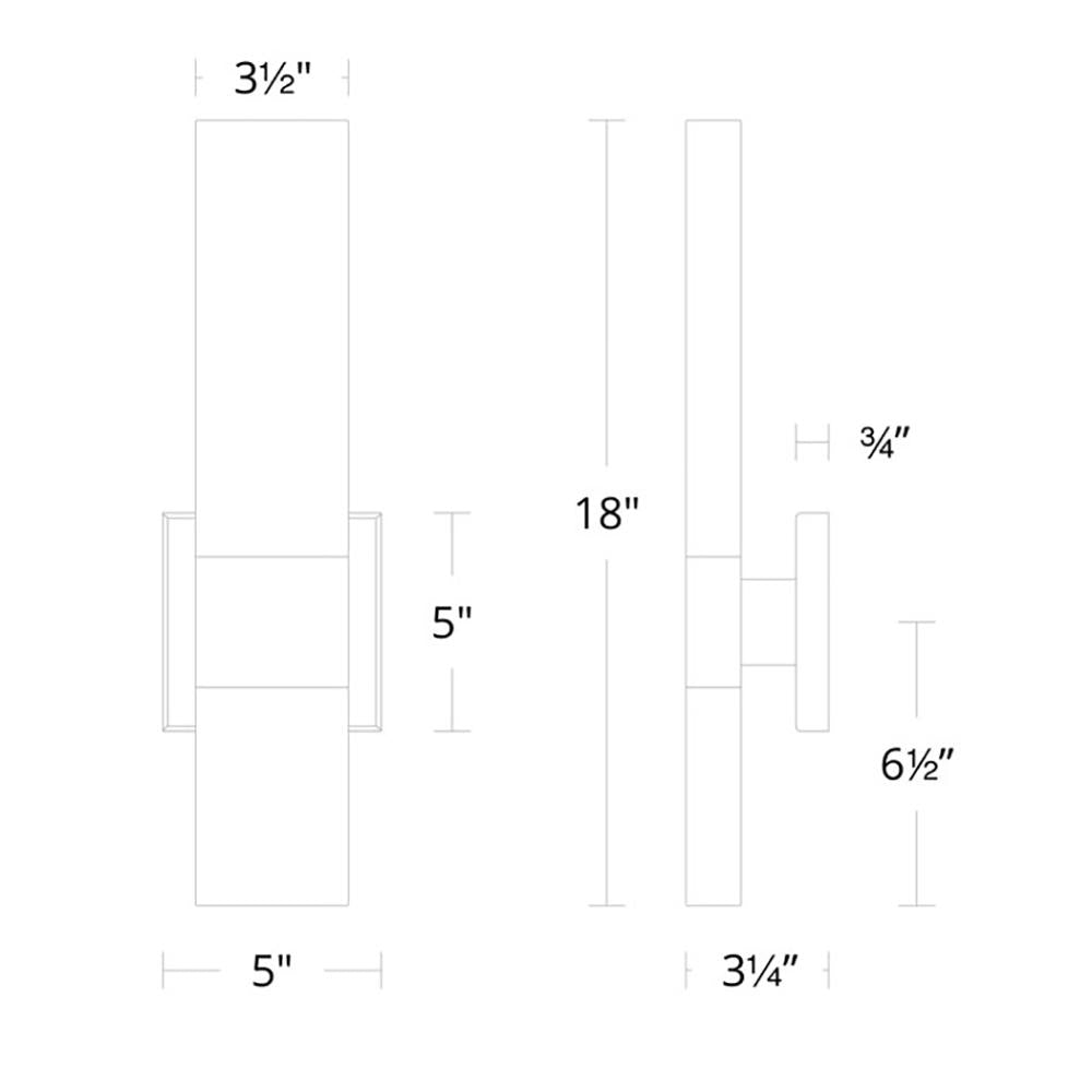 Reflect Outdoor LED Wall Light- line drawing.