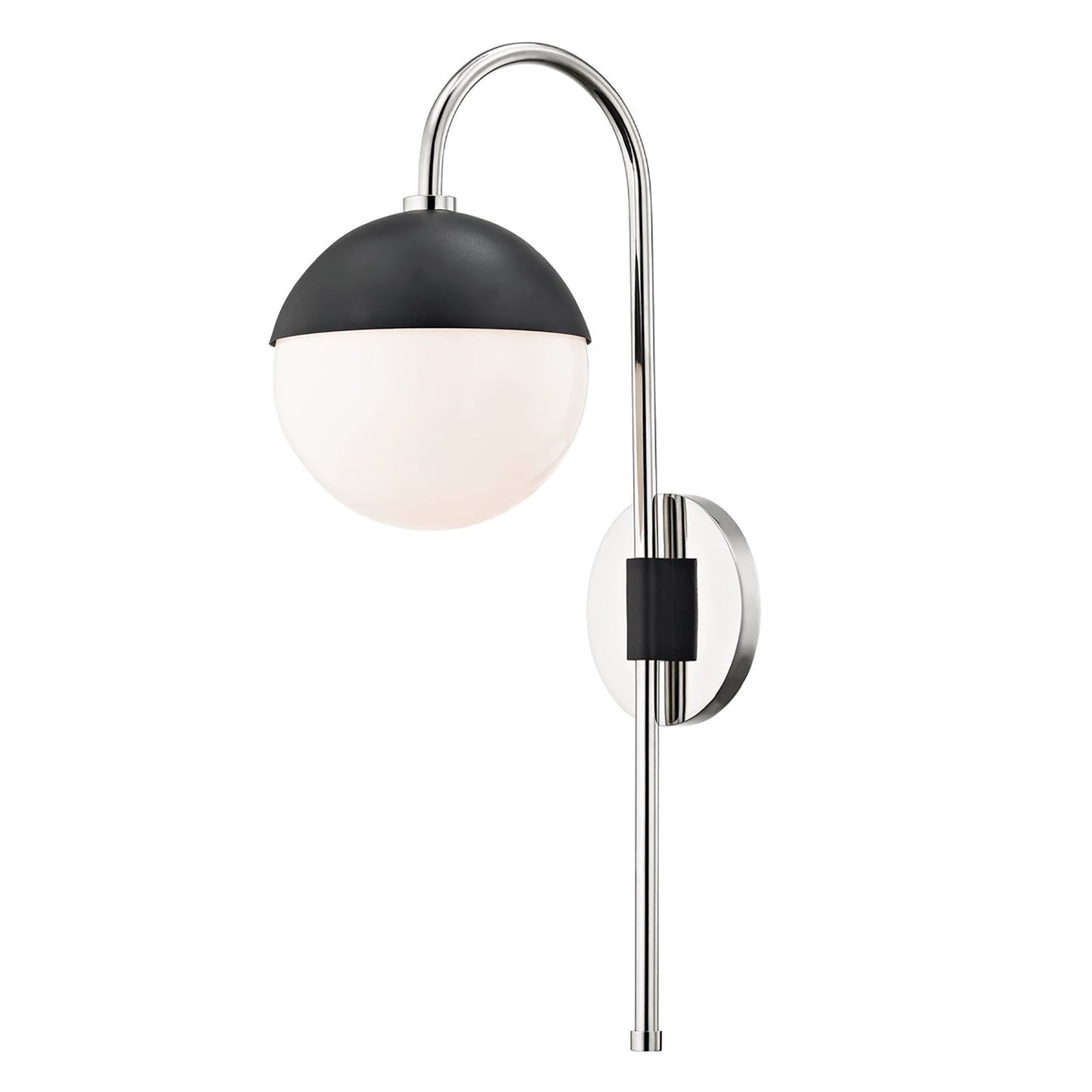 Renee Wall Light in Polished Nickel / Black.