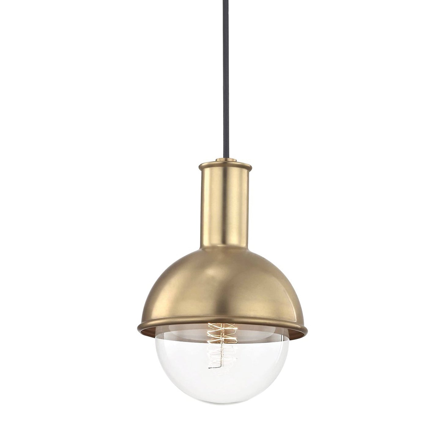 Riley Pendant Light in Aged Brass.