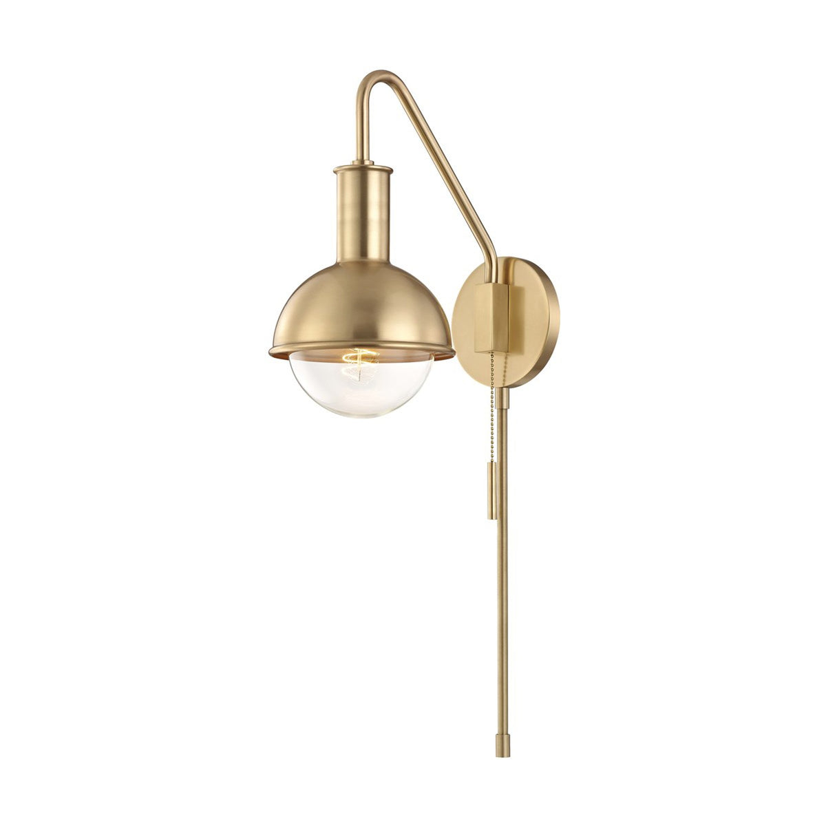 Riley Wall Light in Aged Brass.