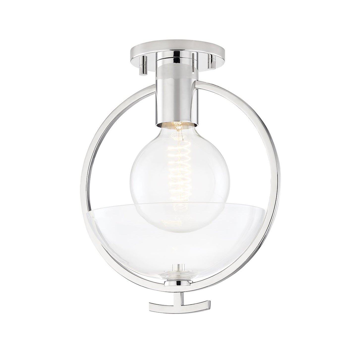 Ringo 1-Light Semi-Flush Mount Ceiling Light in Polished Nickel.