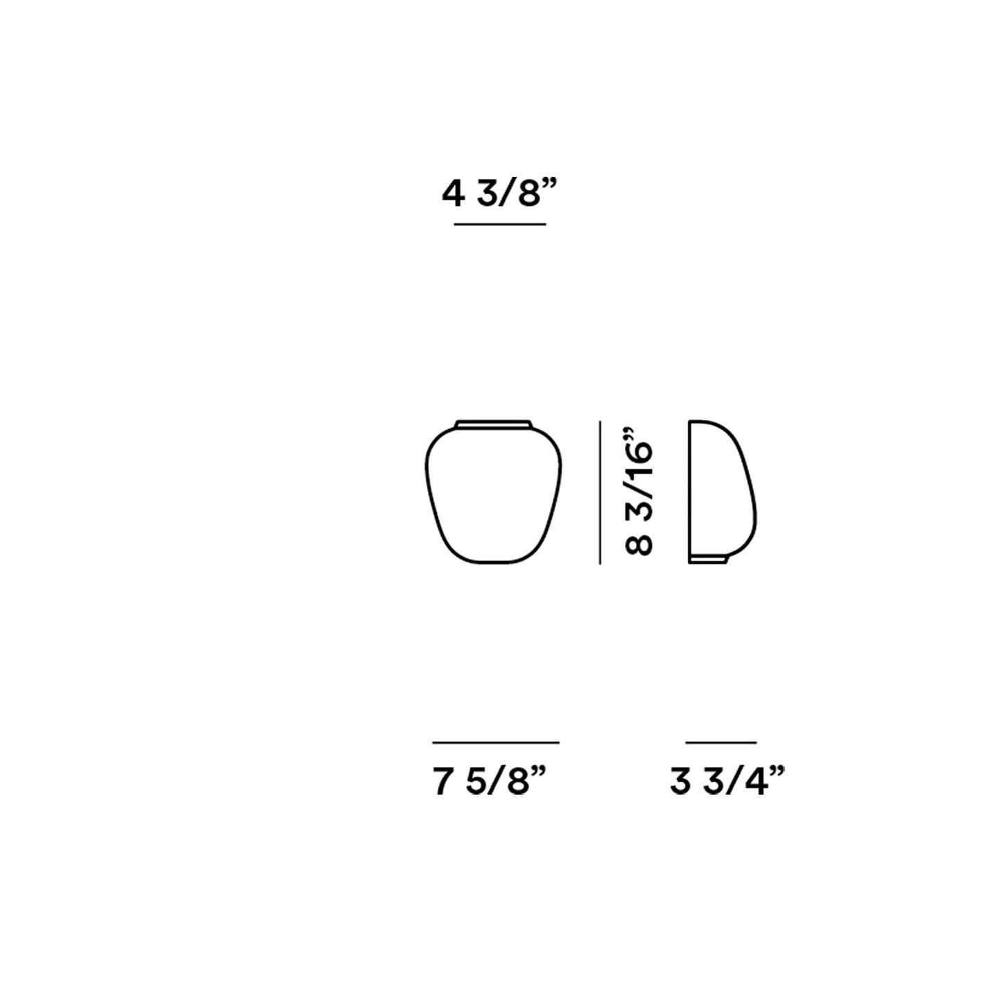Rituals 3 Semi Wall Light - line drawing.