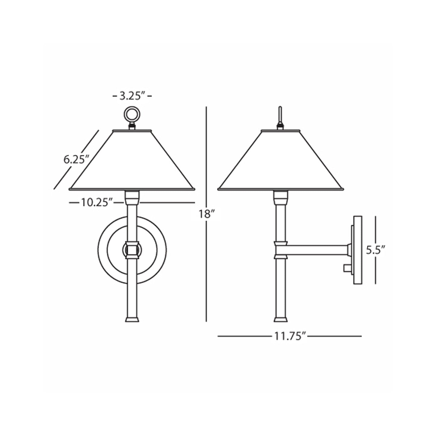 Aaron Wall Light - line drawing.