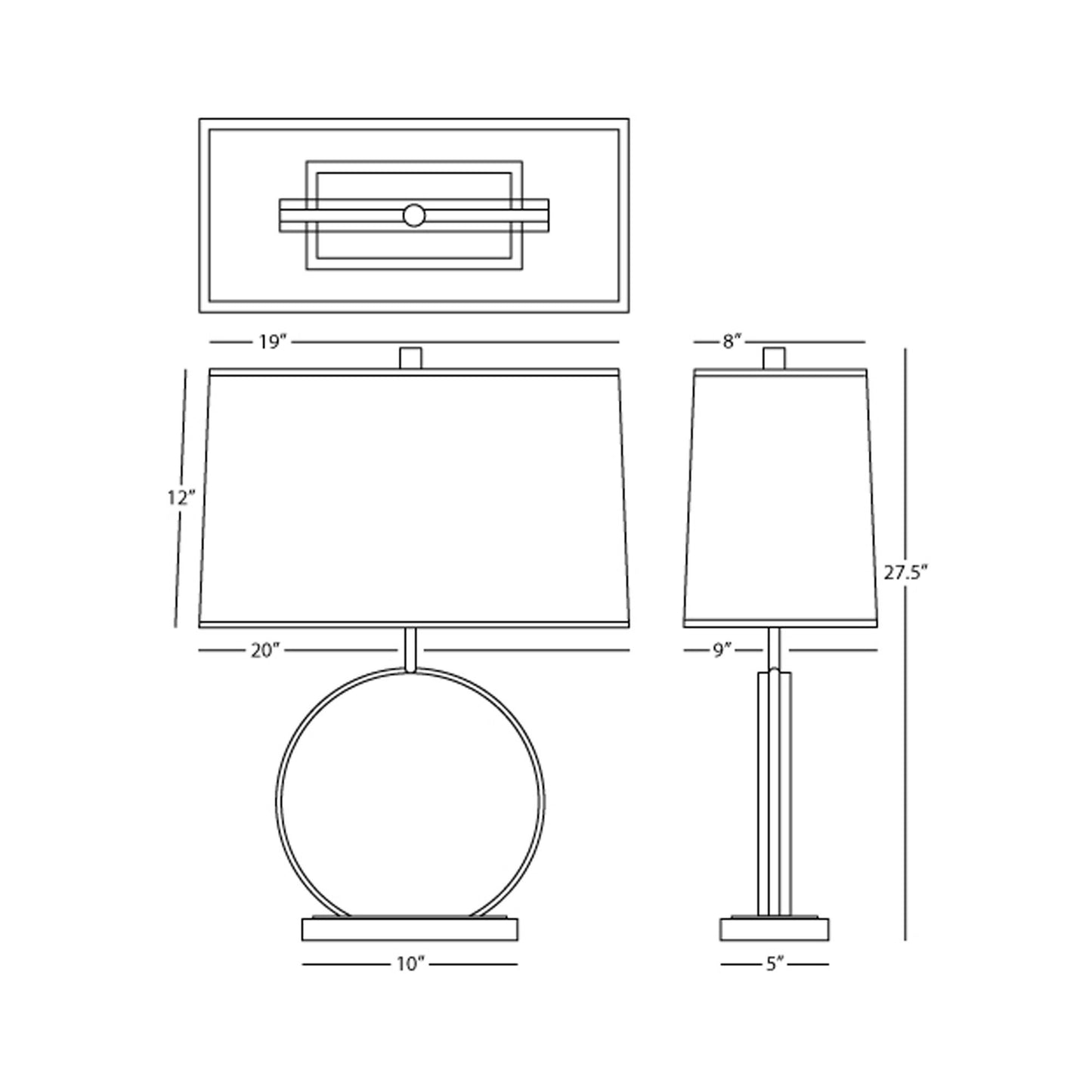 Alice Table Lamp - line drawing.