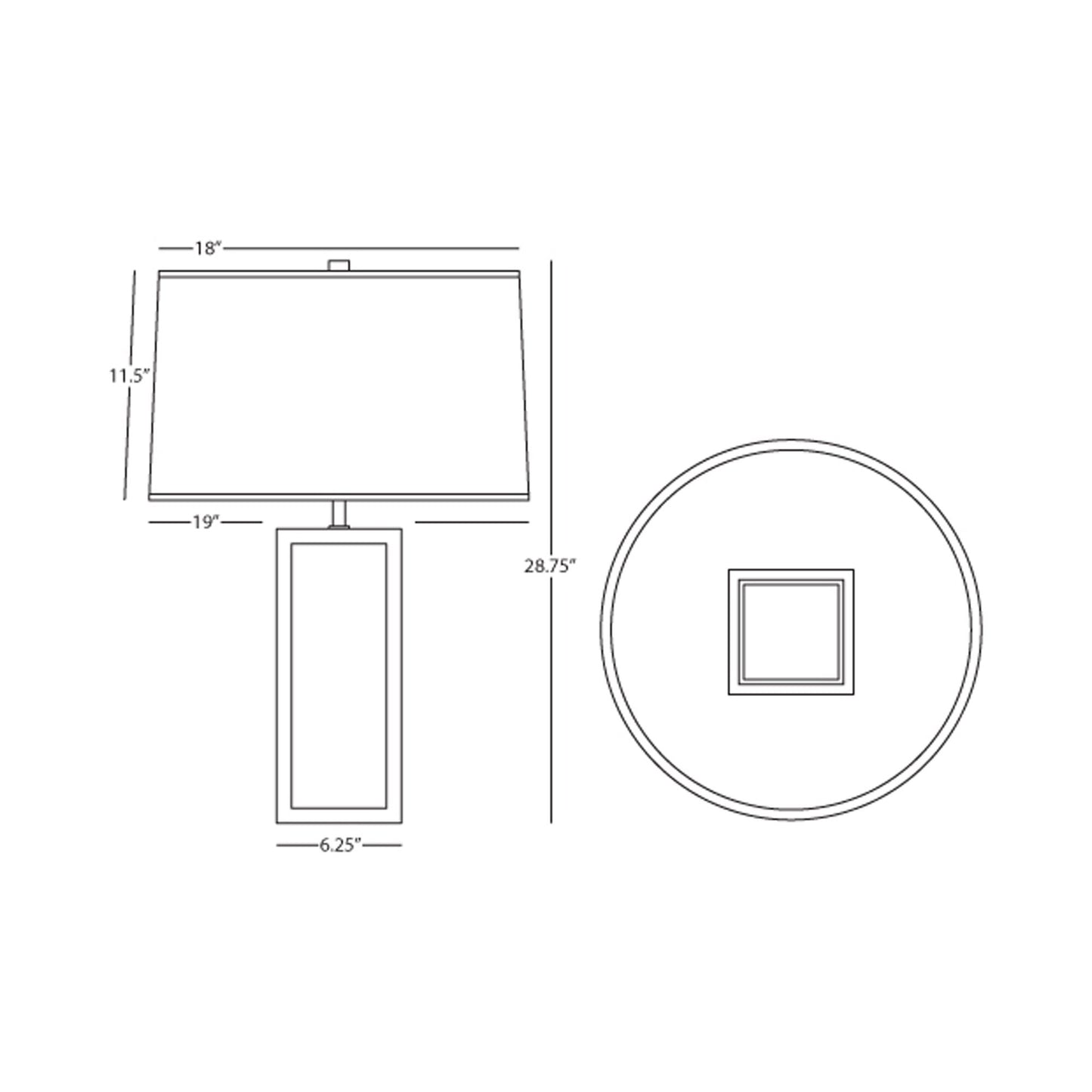 Anna Table Lamp - line drawing.