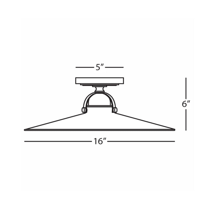 Arial Flush Mount Ceiling Light - line drawing.