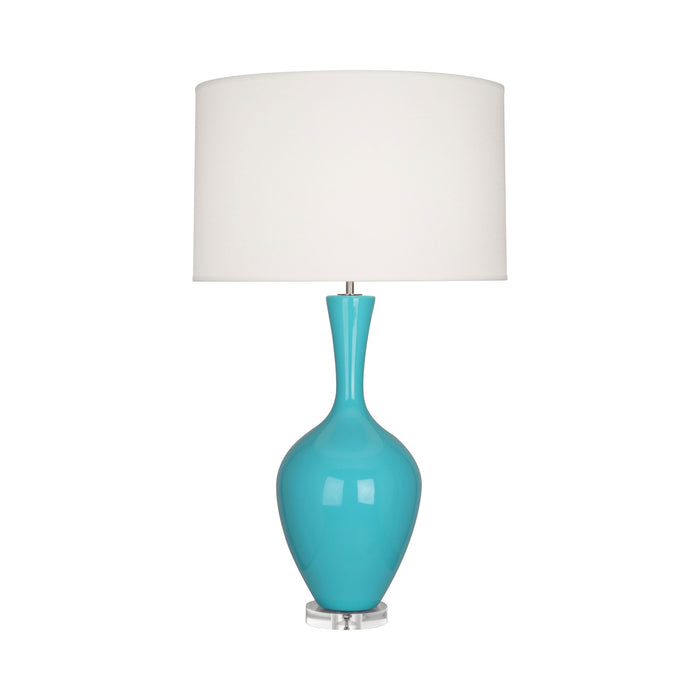 Audrey Table Lamp in Egg Blue.