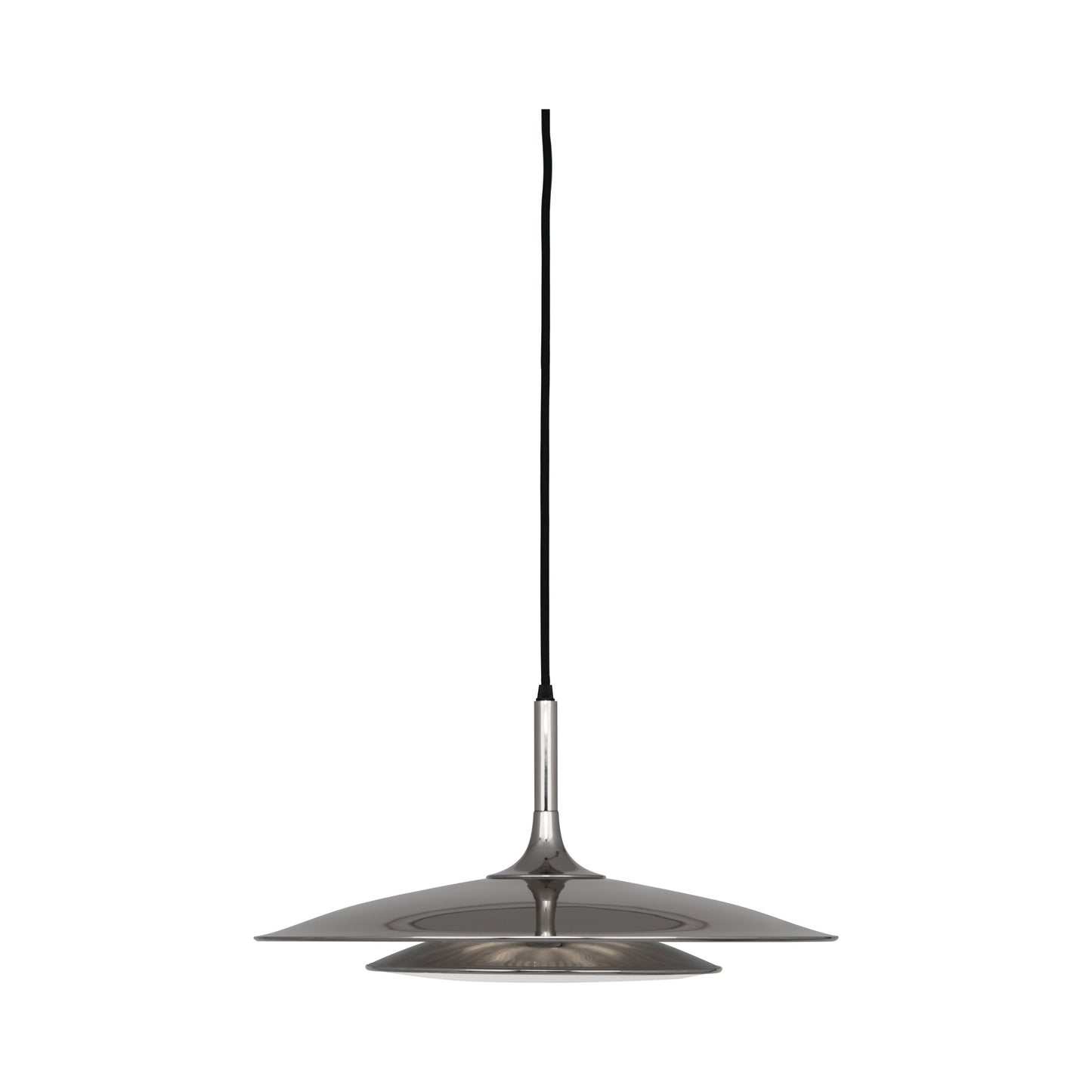Axiom Pendant Light in Polished Nickel.