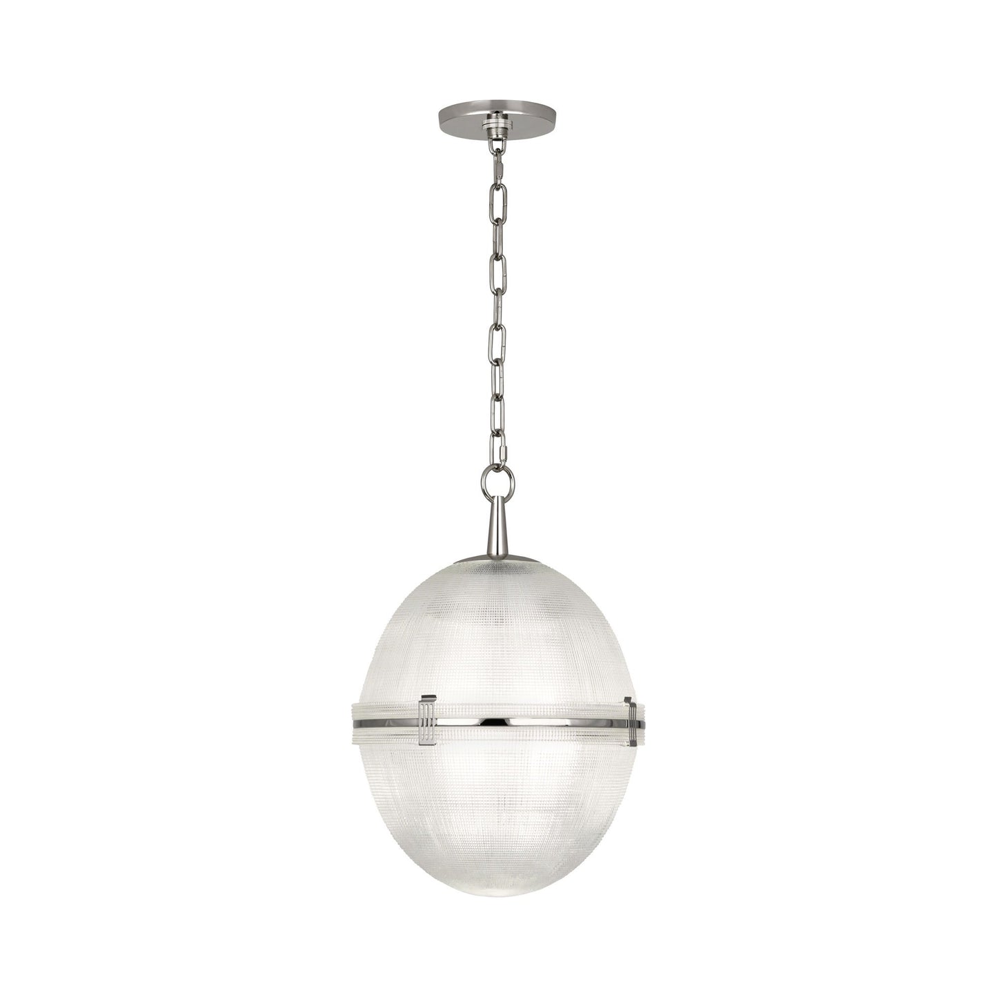 Brighton Round Pendant Light in Polished Nickel.
