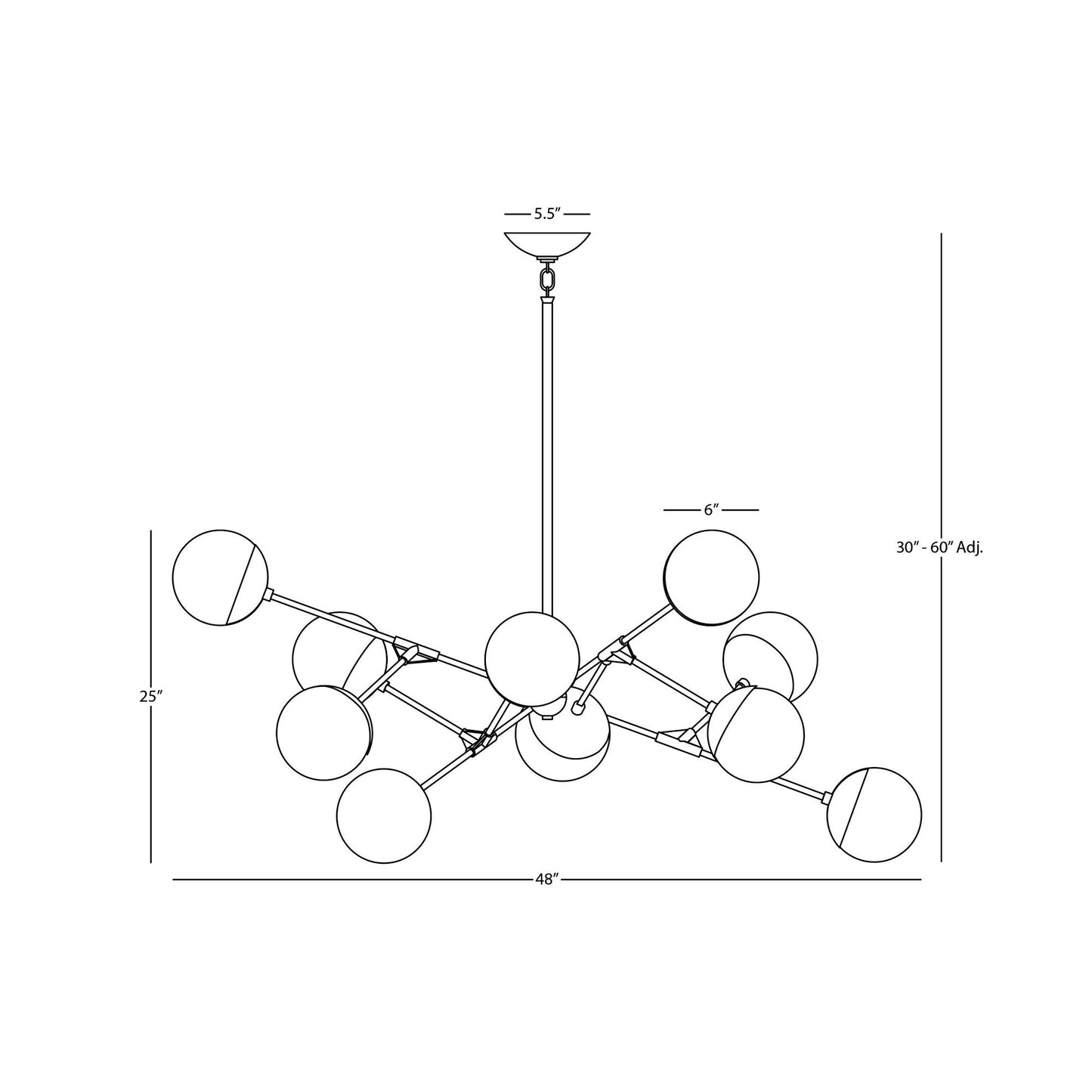 Celeste Chandelier - line drawing.