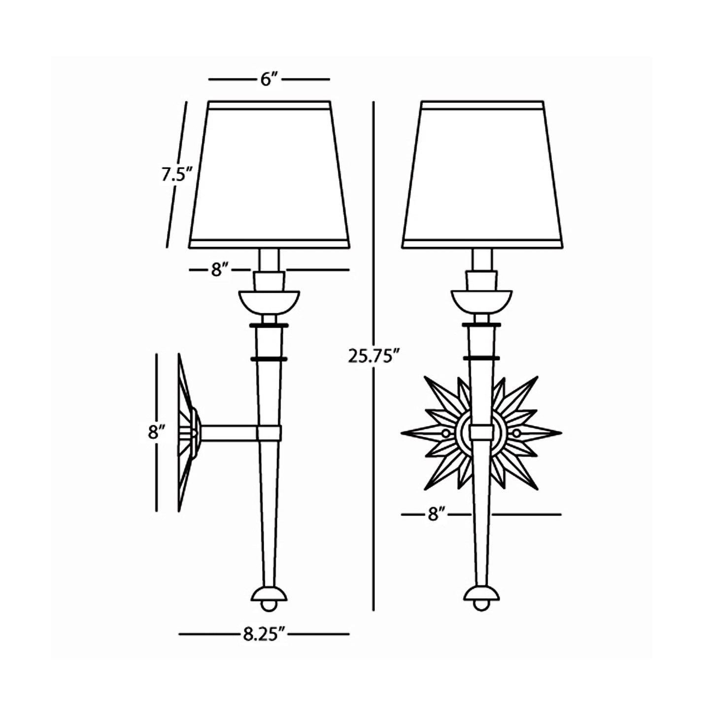 Cosmos Wall Light - line drawing.