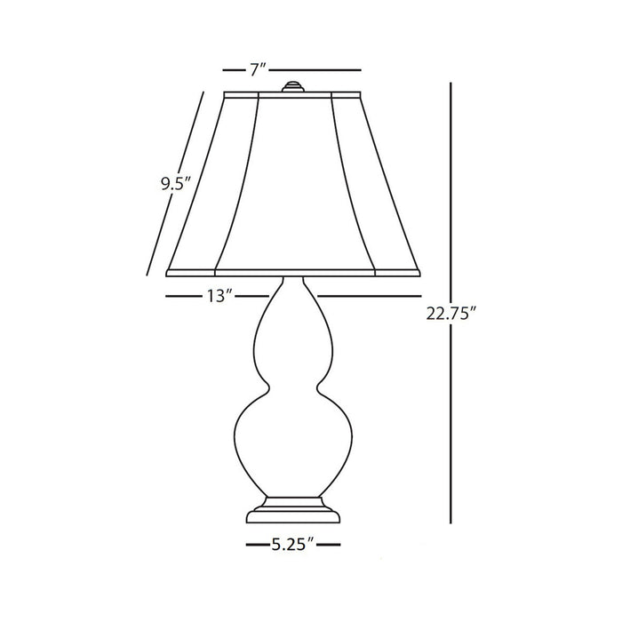 Double Gourd Small Accent Table Lamp with Bronze Base - line drawing.
